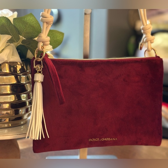 Dolce & Gabbana Burgundy Suede Beauty Bag - Picture 1 of 6